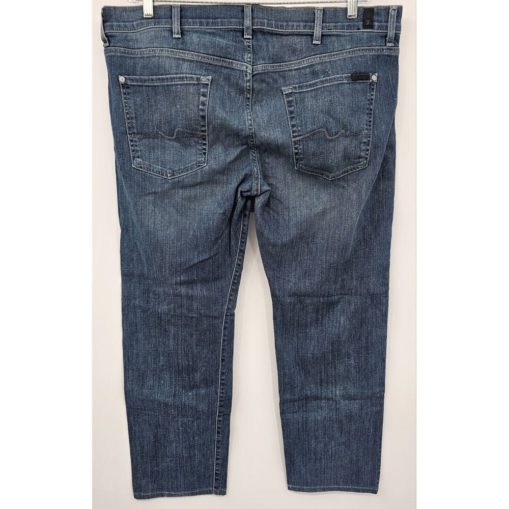7 For all Mankind Jeans Mens 40x28 Blue Medium‎ Wash Denim Slimmy Slim Fit - Picture 3 of 8